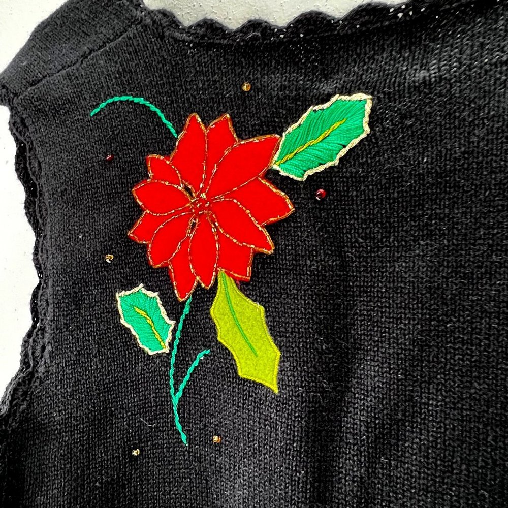Designers Originals Studio Joy Christmas Sweater Vest L Cardigan Black Holly - Picture 4 of 6